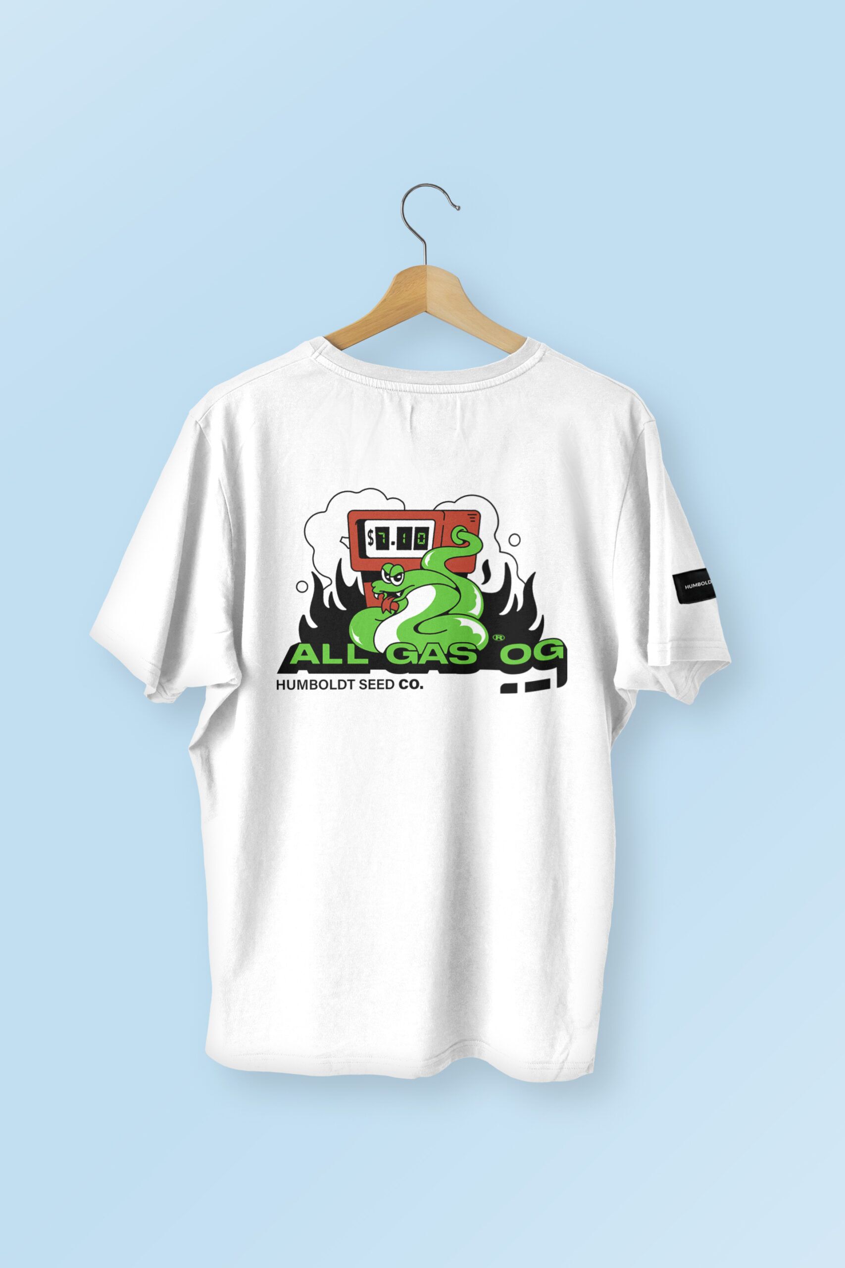 All Gas OG White humboldt seed company eu shirt back