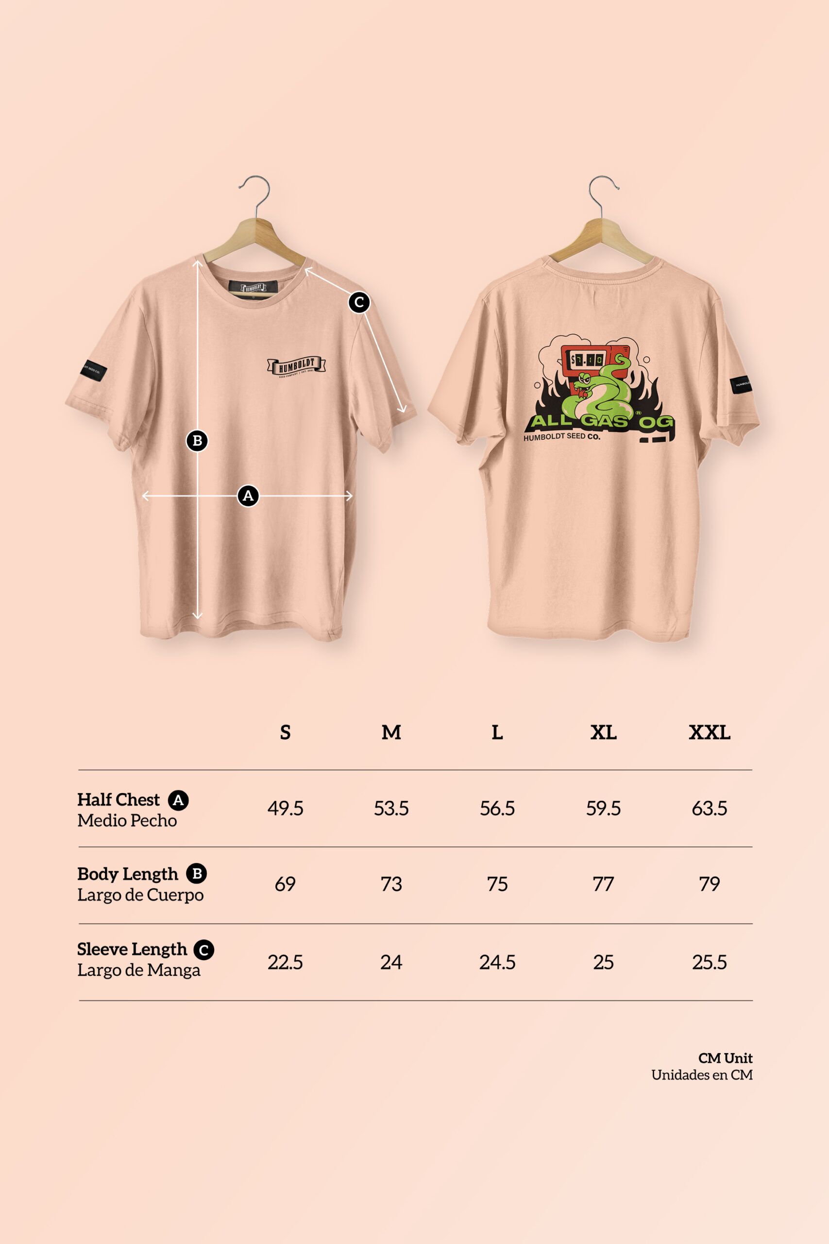 All Gas OG Salmon humboldt seed company eu shirt size guide
