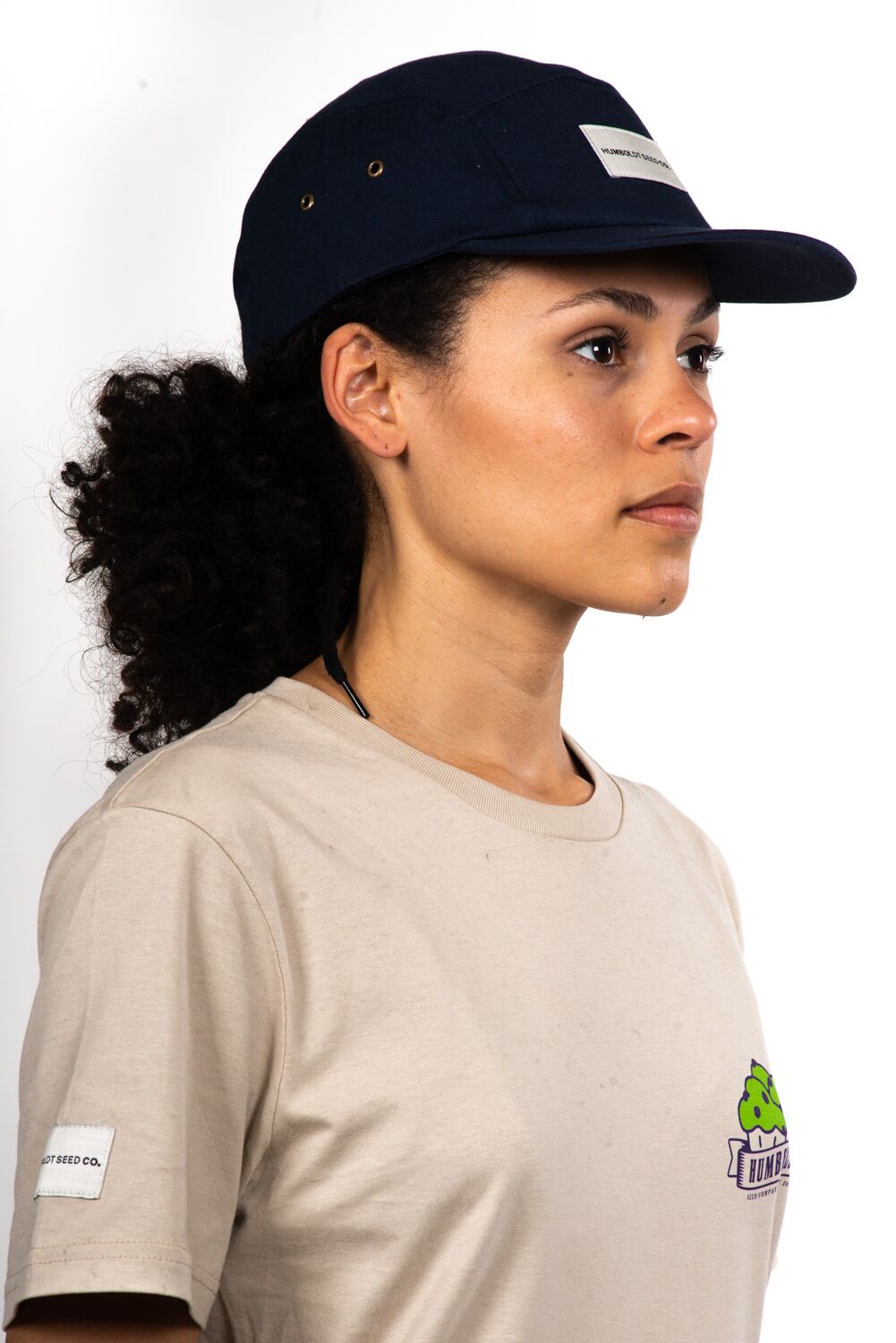 woman wearing Humboldt seed company EU hat